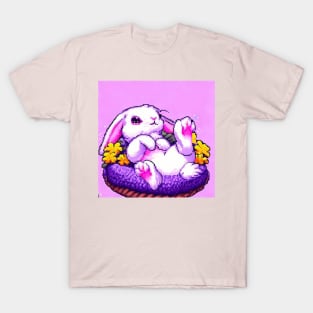 Pixel Bunny in Basket T-Shirt